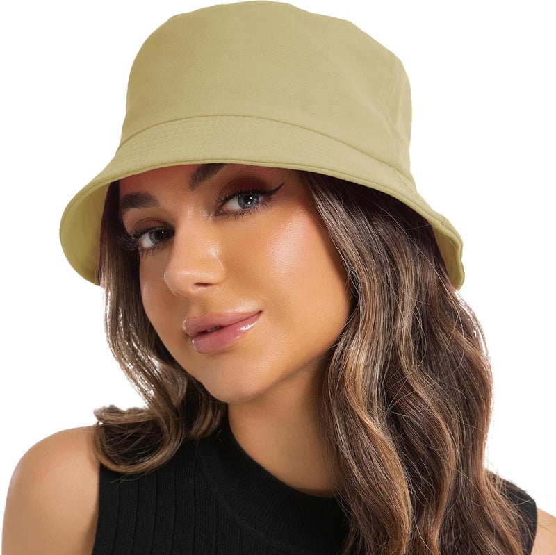 Wheebo Solid Color Bucket Hat for Women Summer Beach Fishmen Hat for Lady Adult Unisex Cotton Cap…… - Image 1